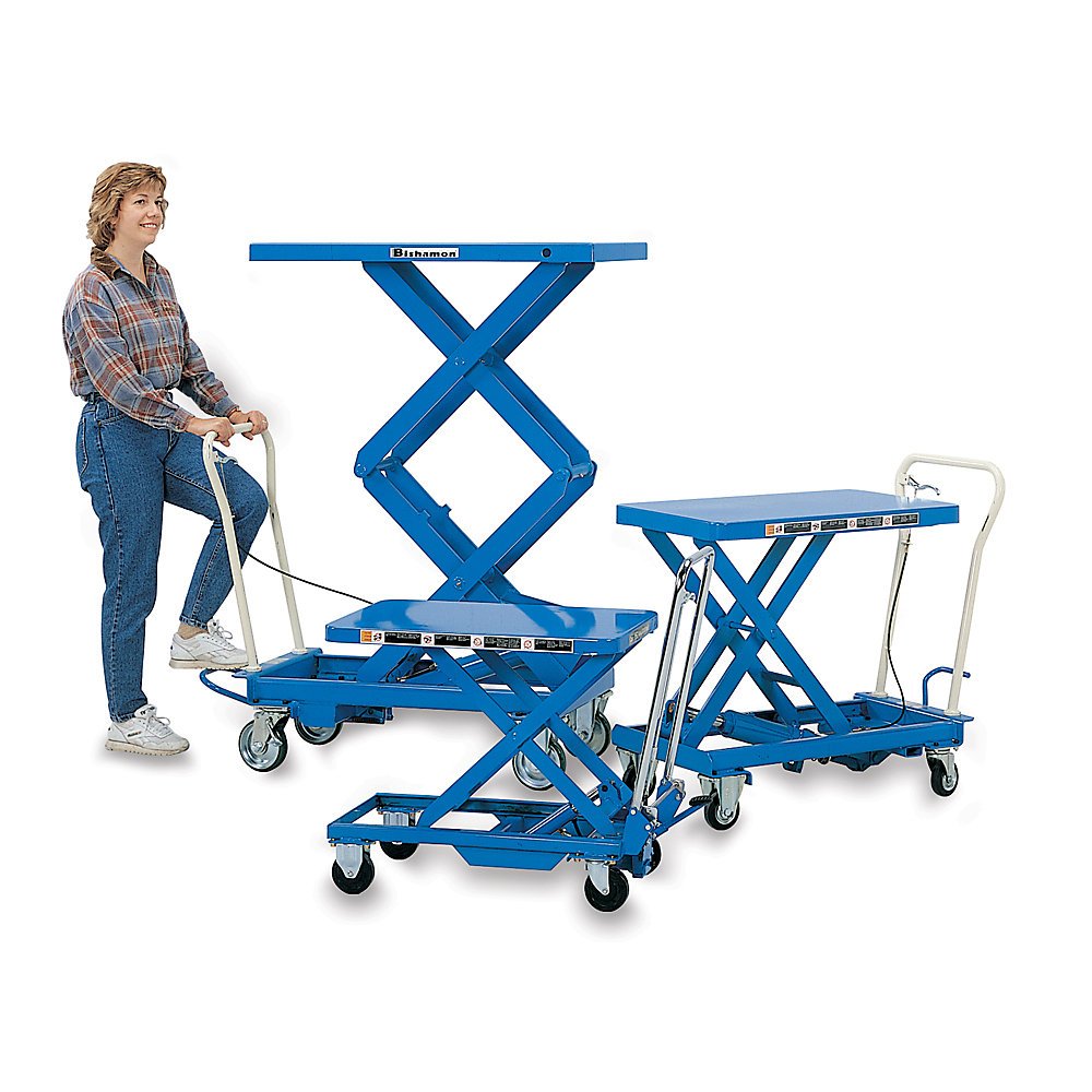Bishamon Mobilift Manual Scissors Lift Tables - 330-Lb. Capacity