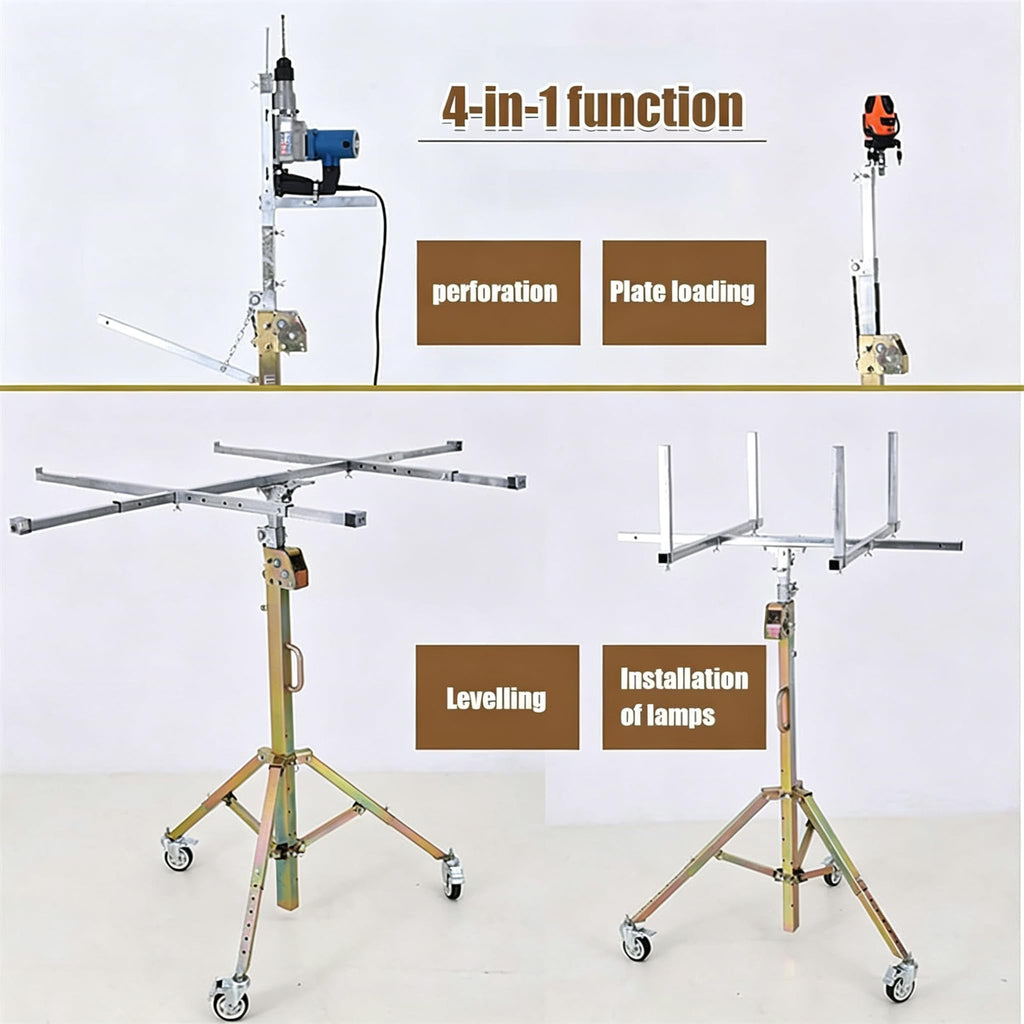 Drywall Lift, Plasterboard Hoist, 4" Lockable Casters, Construction Build (3.5m)