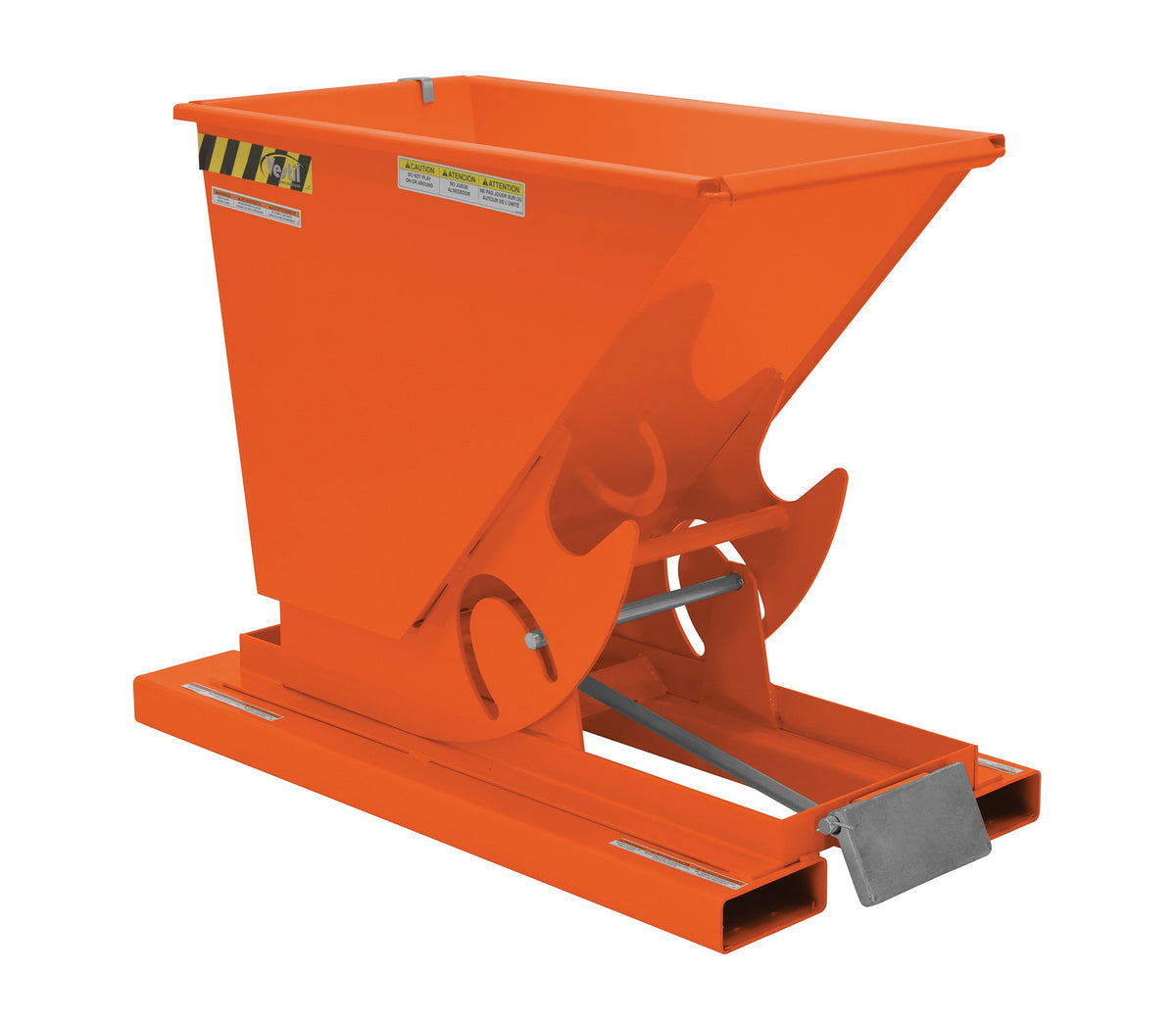 Vestil D-33-HD-ORG-C Steel Heavy Duty Self Dumping Hopper 1/3 Cubic Yard 6000 Lb. Capacity Orange