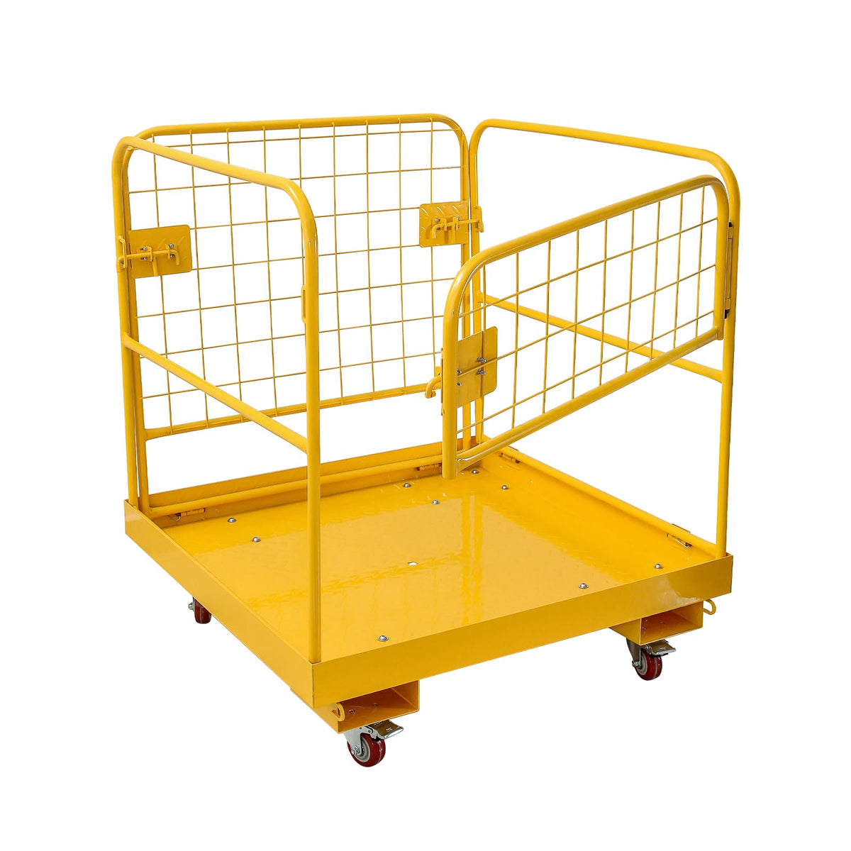Forklift Safety Cage, Forklift Man Basket 1200 lbs Capacity, 36 x 36 inches Folding Forklift Work Platform with Wheels, Sturdy Design Platform Lift Basket for Most Aerial Jobs