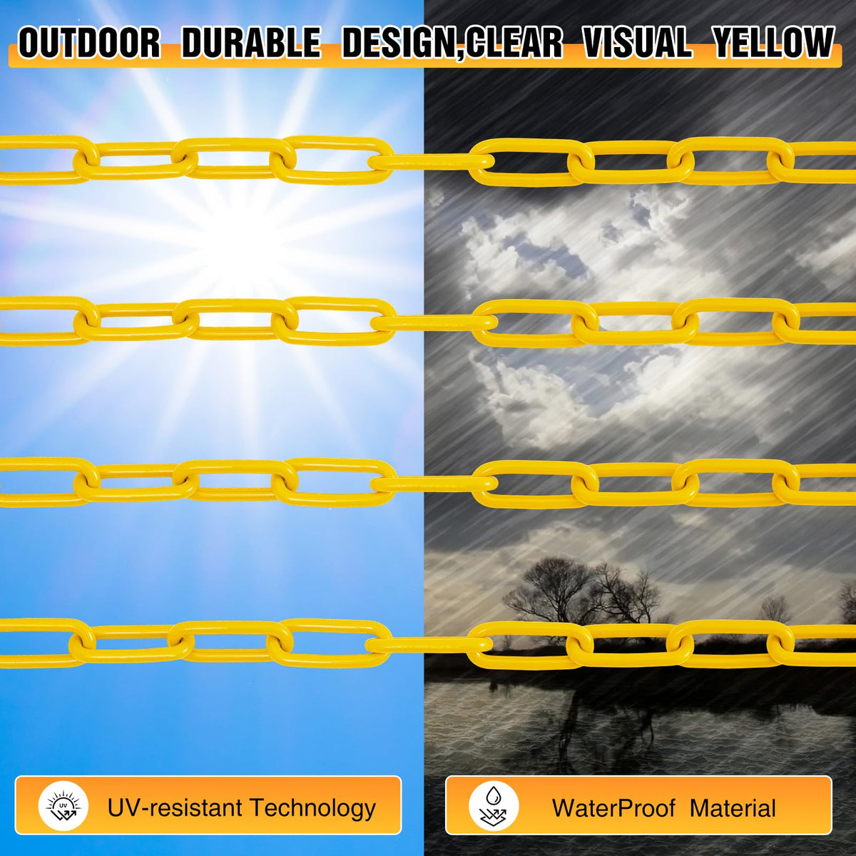3/16" Yellow Safety Chain on Reel 150FT, Heavy Duty Welded Steel