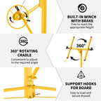 Heavy Duty Drywall Lift 11FT – 150LB Capacity Panel Hoist – 360° Adjustable Sheetrock Lifter – Lockable Wheels – Collapsible Design – Ceiling & Wall Installation – Yellow