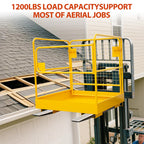 36"x36" Foldable Forklift Safety Cage, 1200LBS Yellow Capacity Work Platform with Safety Harness & 4 Wheels Aerial Platform for Lifting Loader