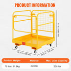 Forklift Safety Cage 36" x 36" - 1200 lbs Capacity Aerial Work Platform