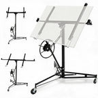 Heavy Duty 11FT Drywall Panel Lift, Telescopic Steel Arm & Locking Wheels