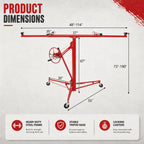 16 ft Drywall Lift Panel Rolling Hoist Jack Lifter for Sheetrock