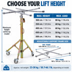 Drywall Panel Lift 2-in-1 for Ceiling Panels and Light Fixtures 3.5m
