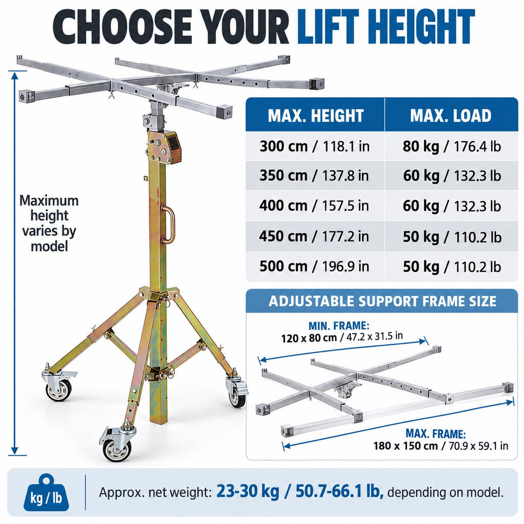 Drywall Lift Manual Electric 2-in-1 Stable Lifting Tool for Ceilings