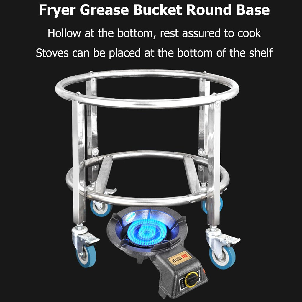 Heavy Duty Barrel Dolly Cart with 360° Swivel Casters, Stainless Steel Drum Caddy, Multi-Size Bucket Roller Base for Wine/Meal Containers, Portable Removable Bucket Mover,Style 1,Siameter 55cm