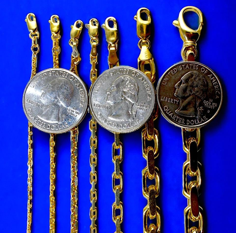 14K Yellow Gold SOLID Rolo Cable Necklace Bracelet Chain 1.5mm-7.5mm 7"-30" | MADE IN ITALY