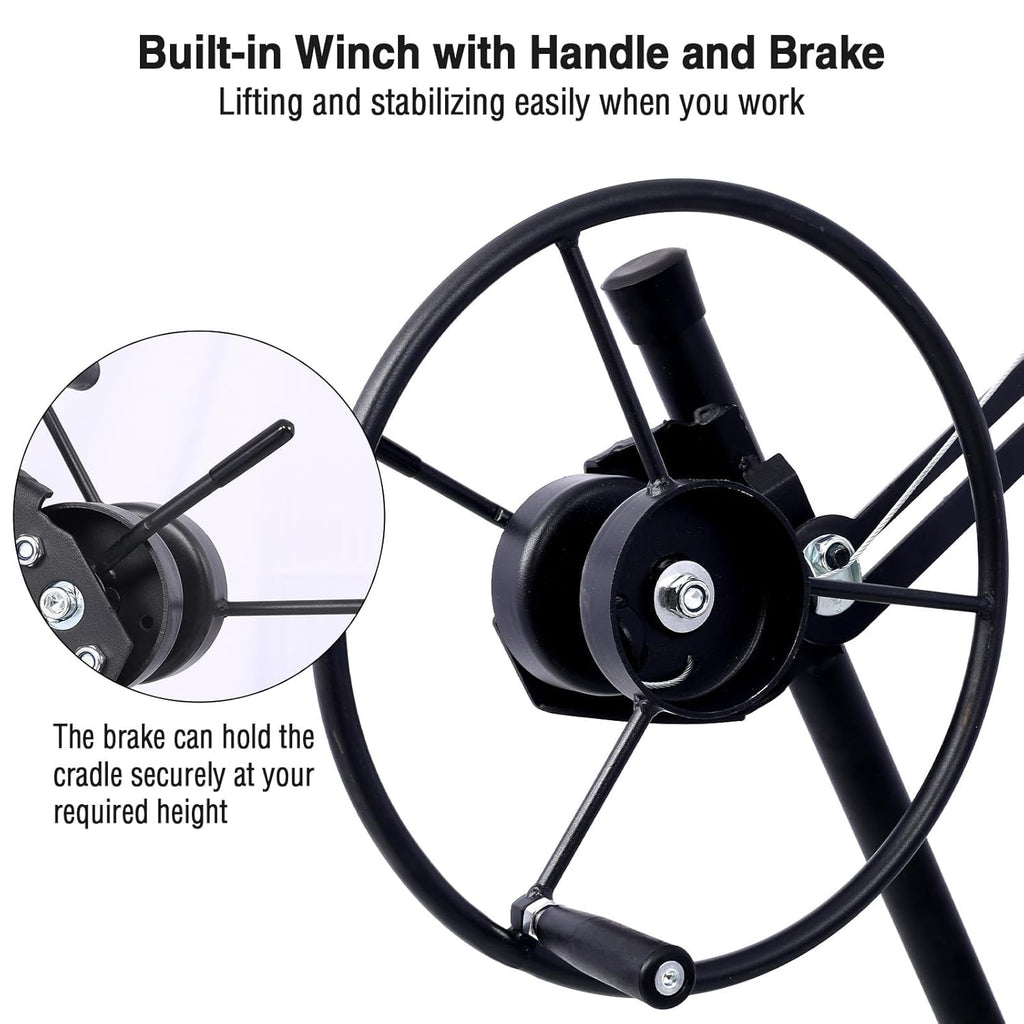Drywall Lift 11FT – Drywall Lifter Panel Jack, 150LBS Heavy Duty Sheetrock Hoist with 360° Adjustable Telescopic Arm & Wheels (Black)