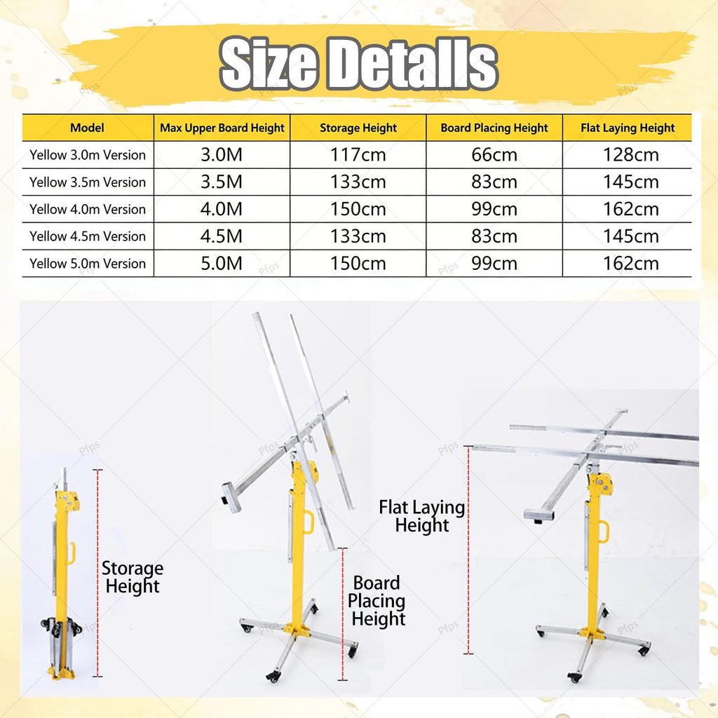 Sheetrock Hoist Holder, 150LBS Load Capacity with Hand/Electric Drive, Auto Self-Lock, Telescoping Arm Reaches 16.4FT for Wall and Ceiling Panel Placement 3M