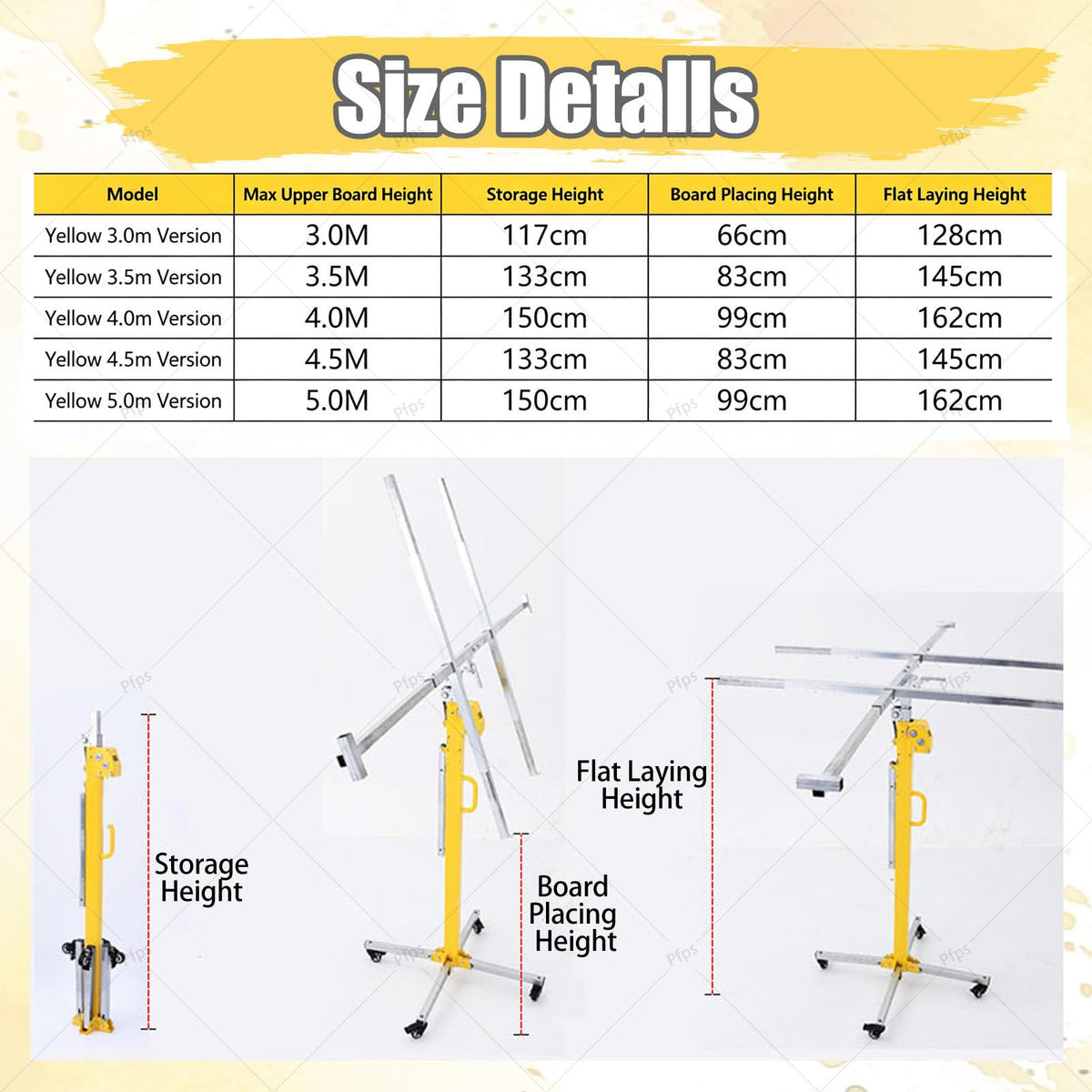 Sheetrock Hoist Holder, 150LBS Load Capacity with Hand/Electric Drive, Auto Self-Lock, Telescoping Arm Reaches 16.4FT for Wall and Ceiling Panel Placement 3M
