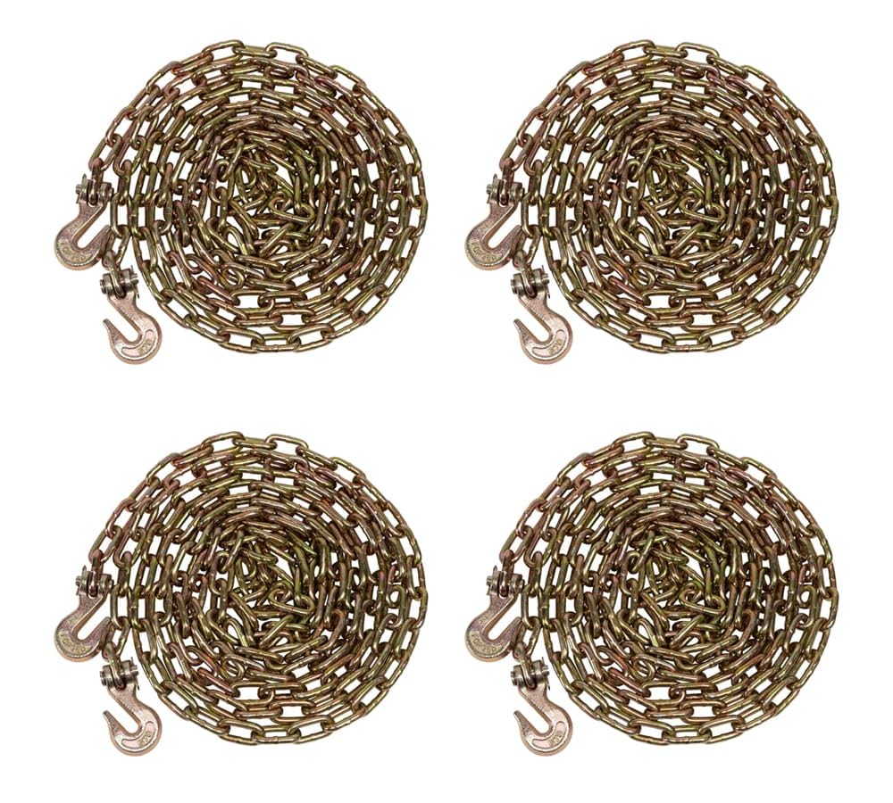 Mytee Products 2 Pack 1/2 Inch x 12 FT Grade 70 Binder Chain with Clevis Grab Hooks - G70 Transport Tow Chain - 11,300 Lbs Working Load Limit