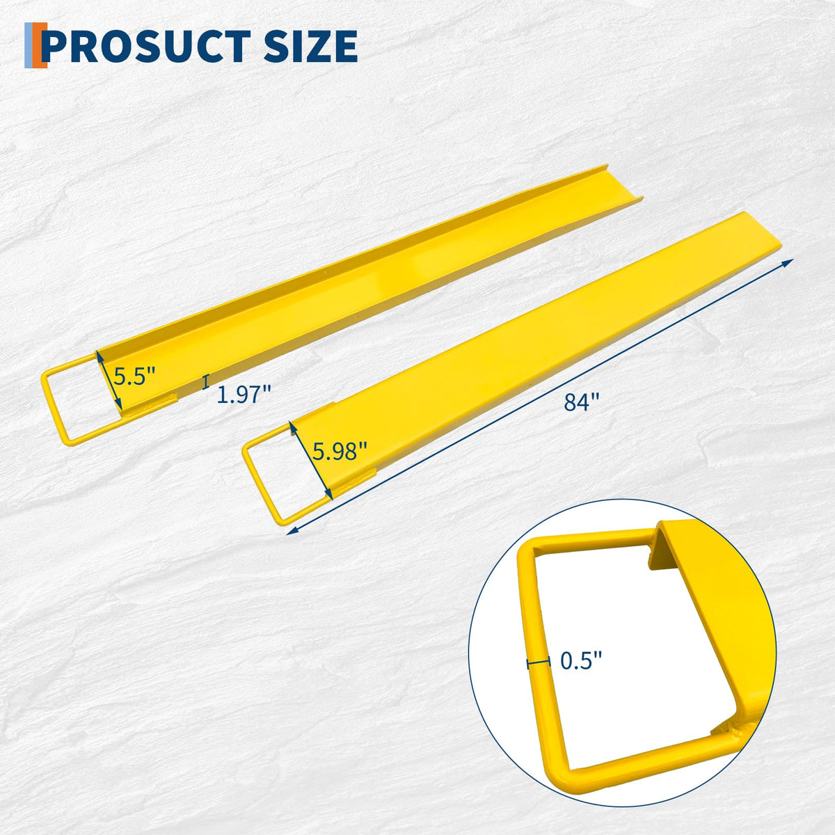 96 Inch Forklift Extensions, 4400 Lbs Capacity Pallet Fork Extensions