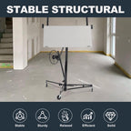11FT Drywall Lift, 150LB Capacity Sheetrock Panel Hoist, Sheetrock Lifter tools with 3 Lockable Caster Wheels, 360° Rotatable Telescopic Arm for Ceiling Work (Black, 11FT)