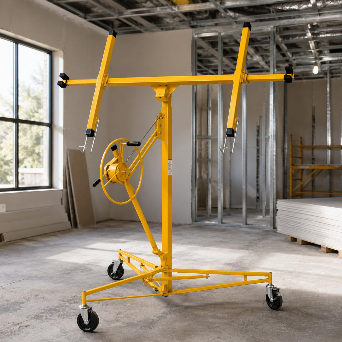 Stark USA 11 Ft Drywall Lift Panel Hoist, Rolling Sheetrock Lift Jack with 360° Adjustable Cradle, Telescoping Extension Arm, 3 Lockable Swivel Casters, Heavy-Duty Drywall Ceiling Installation Lift