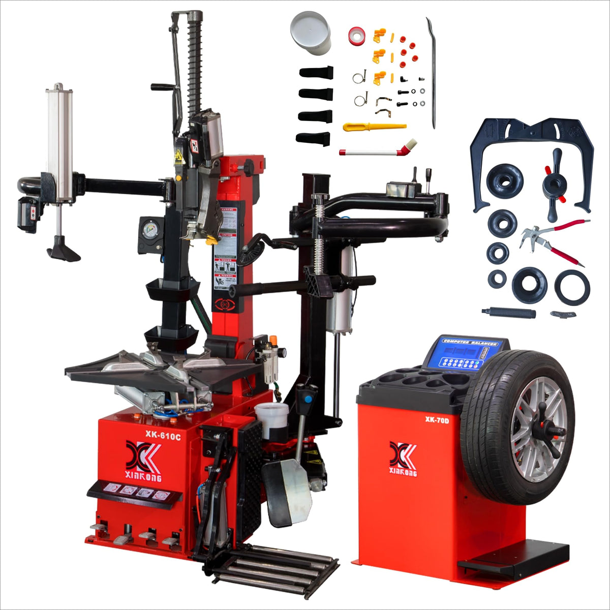 XK Tire Changer and Wheel Balancer Combo Rim Clamp 28 in, 110V,806A-70D