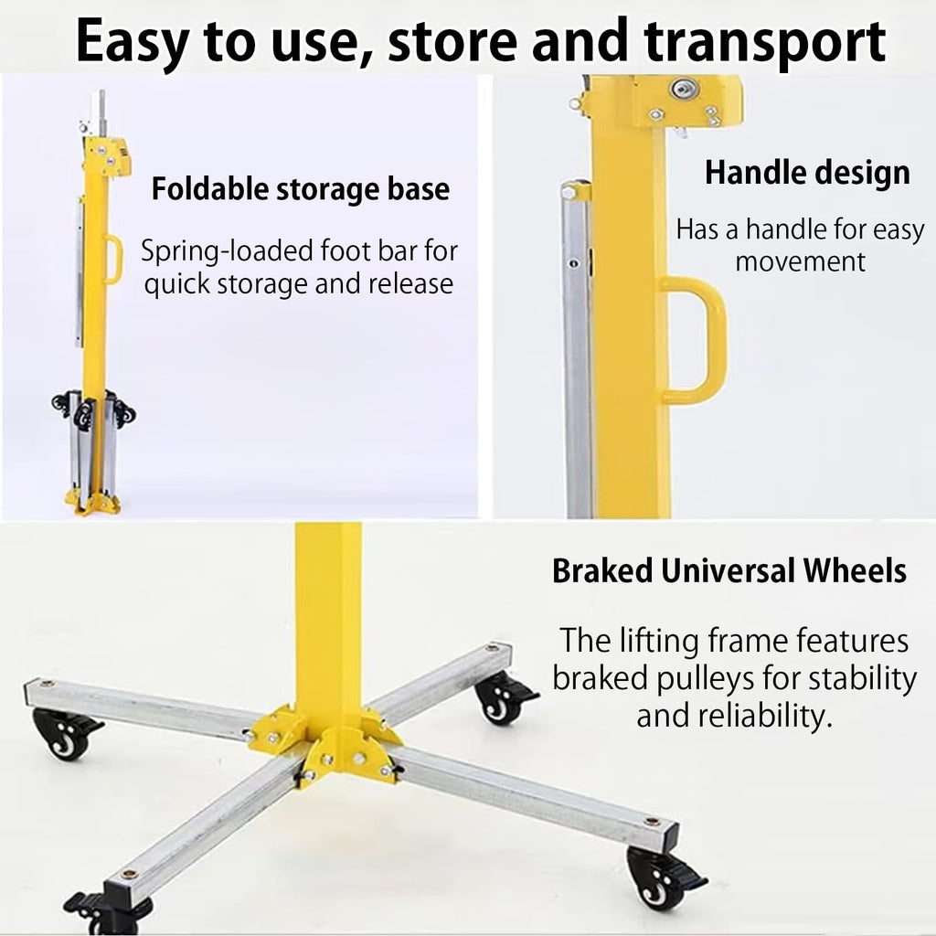 4M Drywall Lift, Manual Electric Dual Power Sheetrock Jack for Ceiling Walls, Stable Panel Lifter with Smooth Height Adjustment, Labor Saving Construction Tool for Contractors