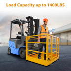Forklift Safety Cage, 43"x45" Collapsible Aerial Work Platform with 1400Lbs Capacity, Includes Safety Harness & Lock for Warehouse Rack Repair and Maintenance