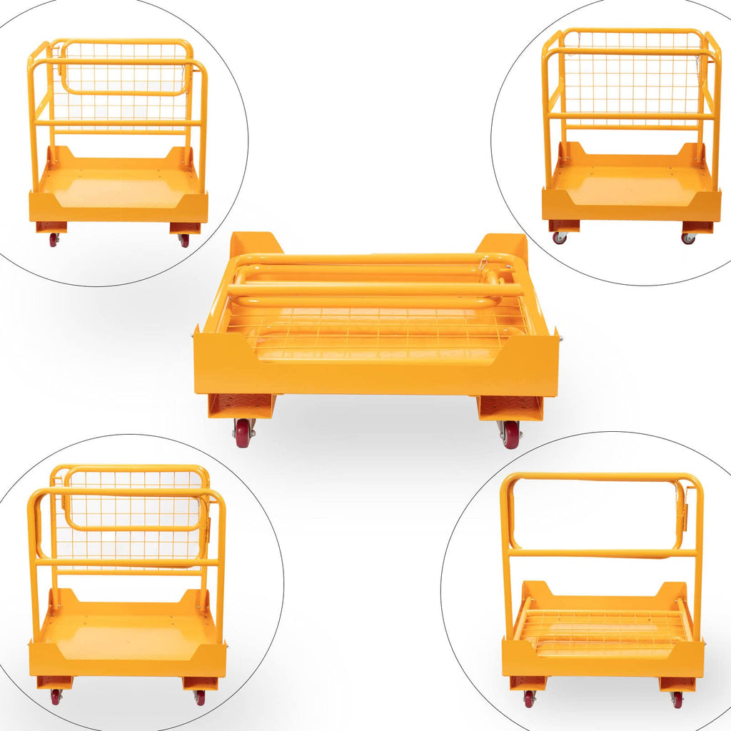 36"x36" inch Forklift Safety Cage Work Platform 1150LBS Capacity Heavy Duty Forklift Man Basket with 4 Swivel Casters for Aerial Jobs