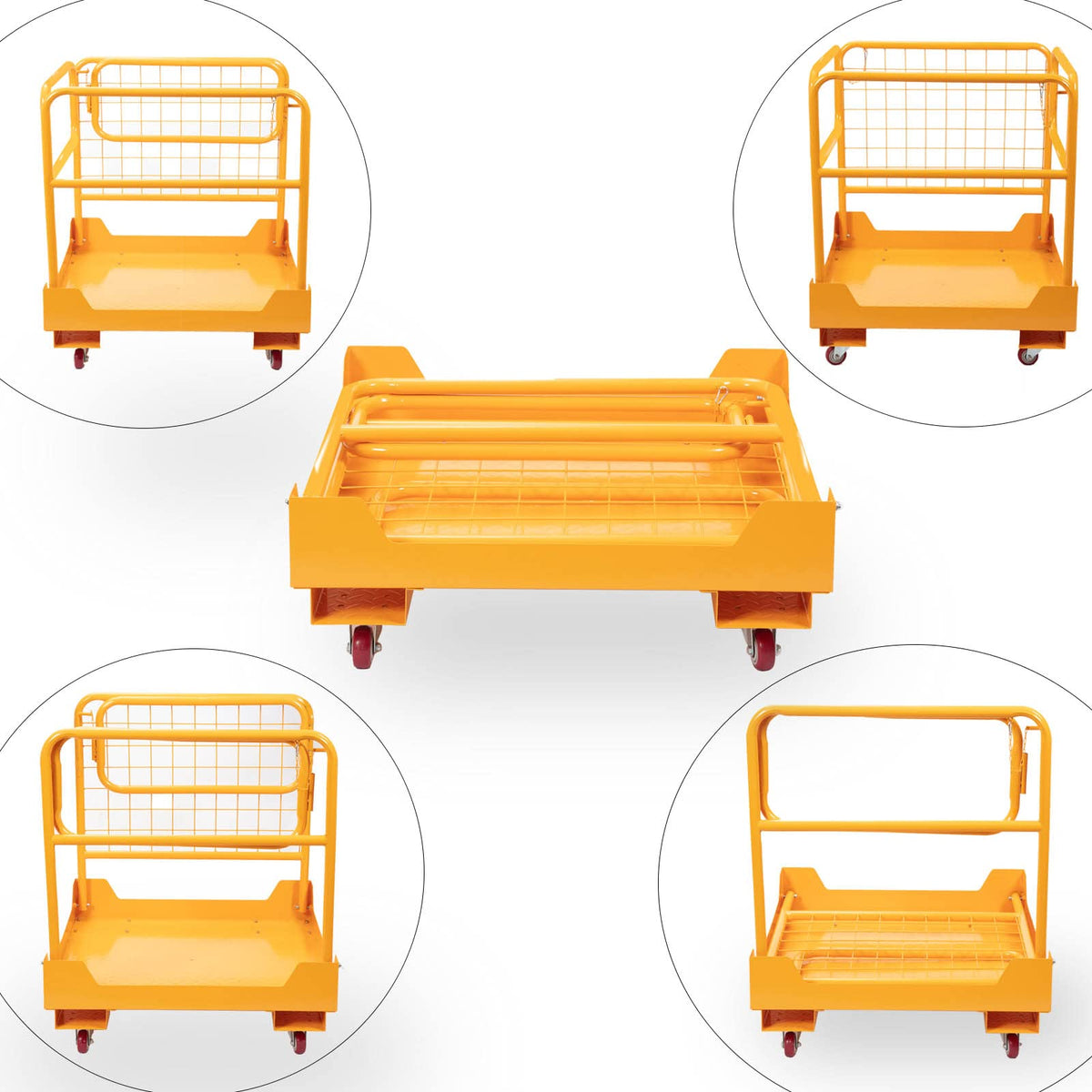 36"x36" inch Forklift Safety Cage Work Platform 1150LBS Capacity Heavy Duty Forklift Man Basket with 4 Swivel Casters for Aerial Jobs