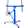 Effortless Drywall Installation with 150lb Capacity Lifter, 11ft Adjustable Arm, Durable Steel Build, and 3 Lockable Wheels for Easy Mobility. Ideal for 4' x 16' Sheets - Blue Finish.