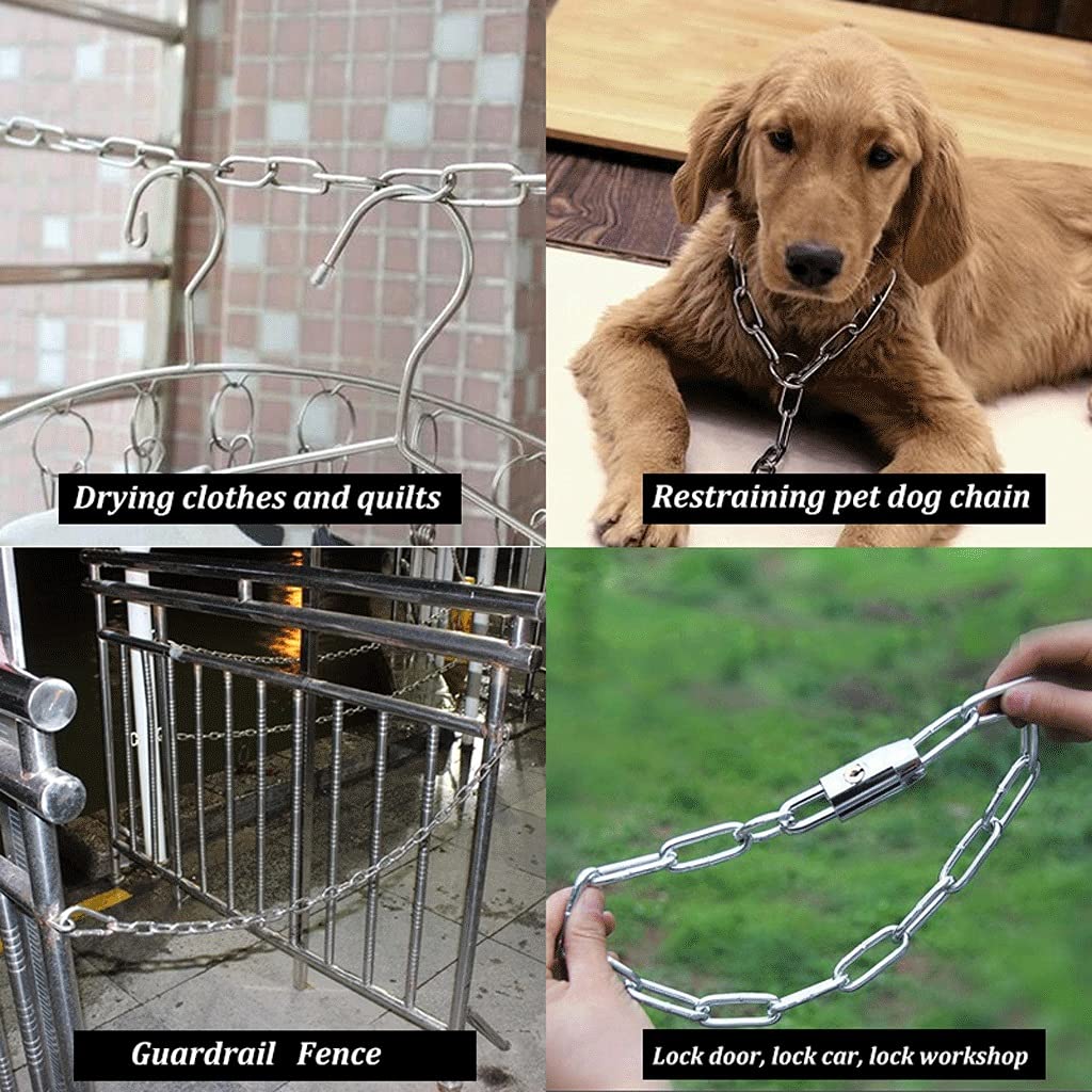 Clothes Chain,decorative Chain Garden Coil Chain Stainless Steel Chain Chain Dog Collar Dog Chain (shepherd Dog) Stainless Steel Coil Chain Safety Pet Chain Anti-theft Chain Load Bearing:176lbs(80kg)