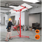 16FT Adjustable Panel Hoist for Ceiling, 150LBS Heavy Duty Drywall Lifter with Lockable Wheels - Red