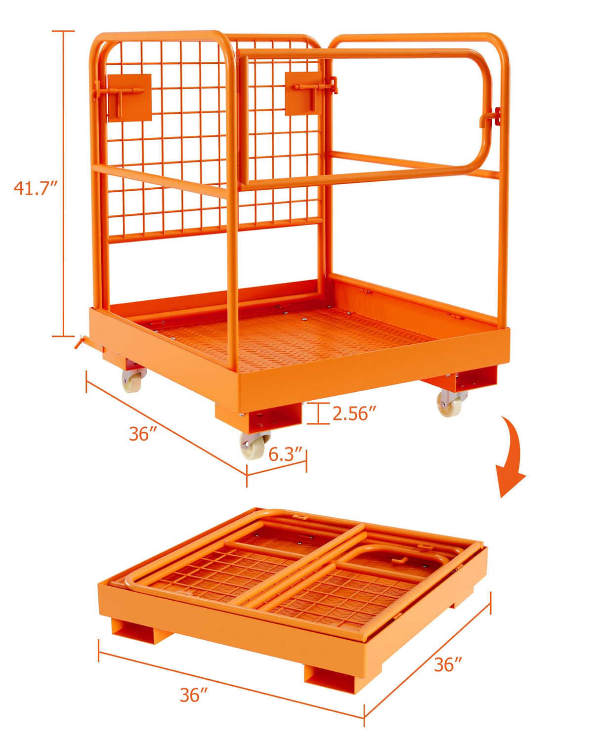 Heavy-Duty 36" x 36" Forklift Man Basket,1800 lb Capacity