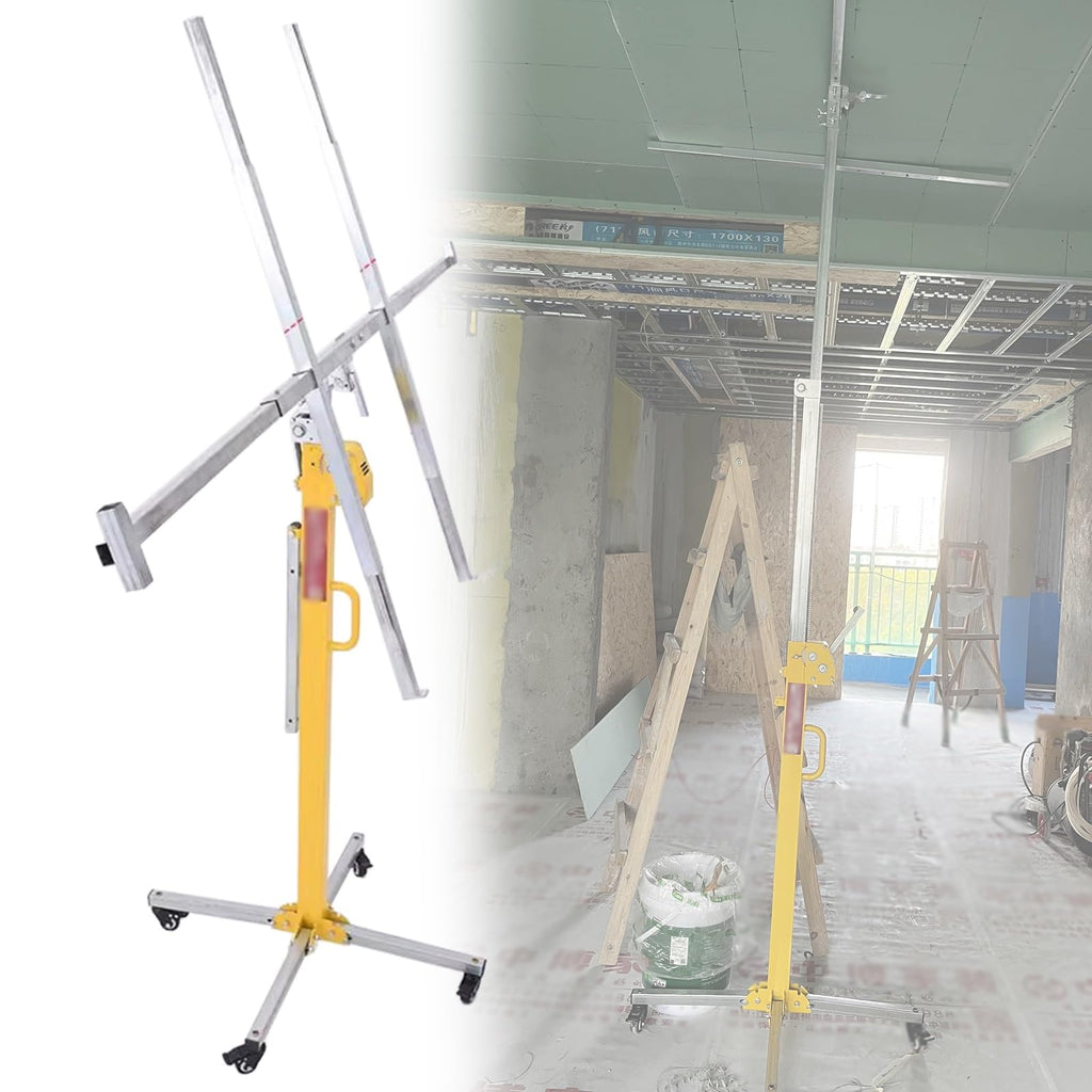 Drywall Panel Hoist Drywall Lifter Jack 11 Ft 10 Ft 15 Ft 16 Ft, Heavy Duty Sheetrock Lift with 360°Rolling Caster Wheels, Adjustable Height Drywall Rolling Lifter Panel(Height 3m/118in/9.8ft)