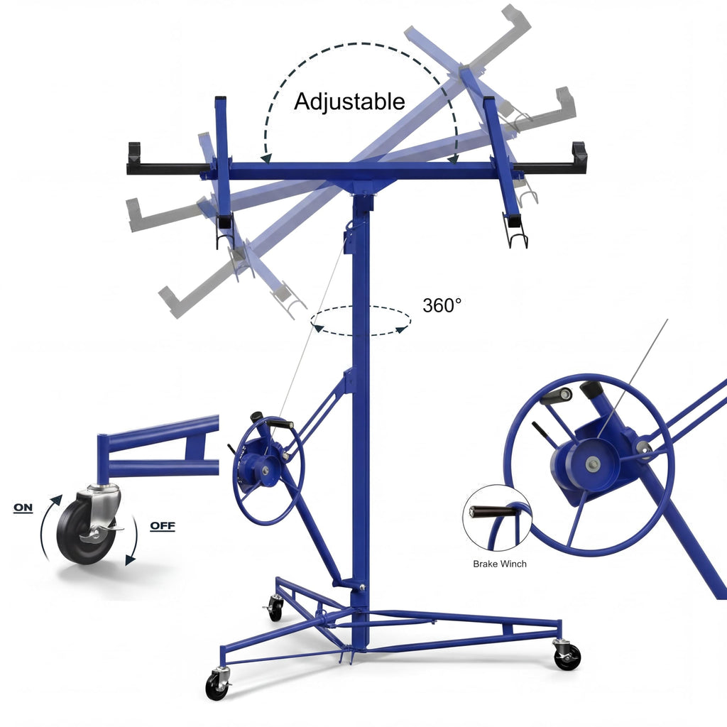 Glowsol Drywall Lift 11 Ft Blue Steel Panel Hoist 48-114 In