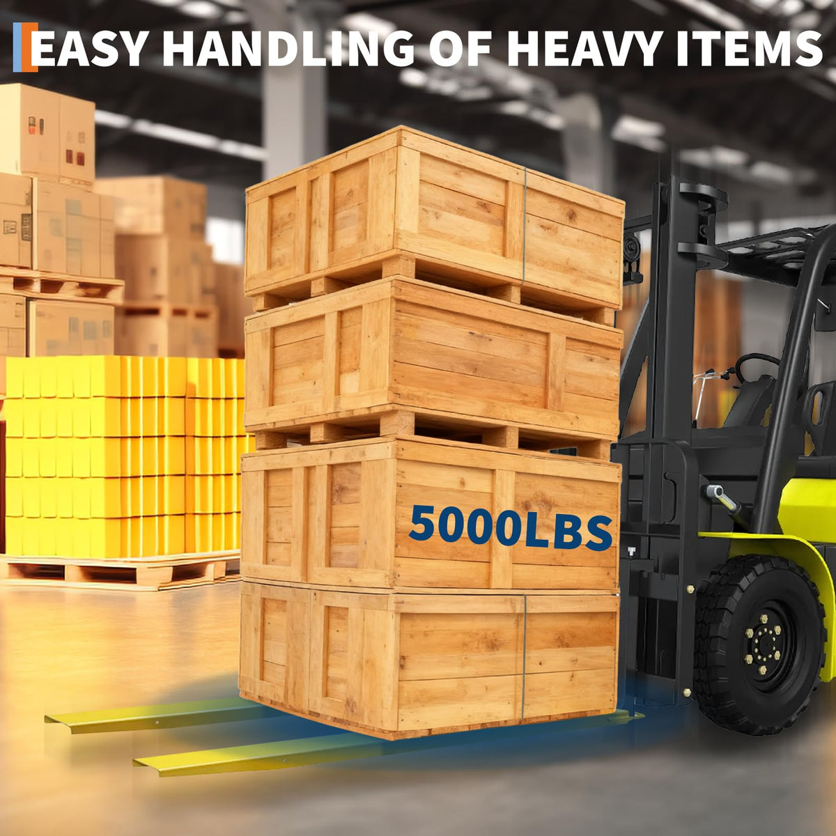 96" Fork Extensions for Forklift, Heavy Duty Forklift Extensions 5.5" Width, 1 Pair Pallet Fork Extensions for Forklift Truck - Fits 5" Forks, 4400 Lbs Capacity