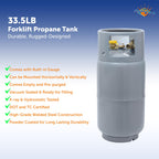 Flame King YSN335 - 33.5LB Steel Forklift Propane Tank Cylinder with Built-in Gauge, Gray