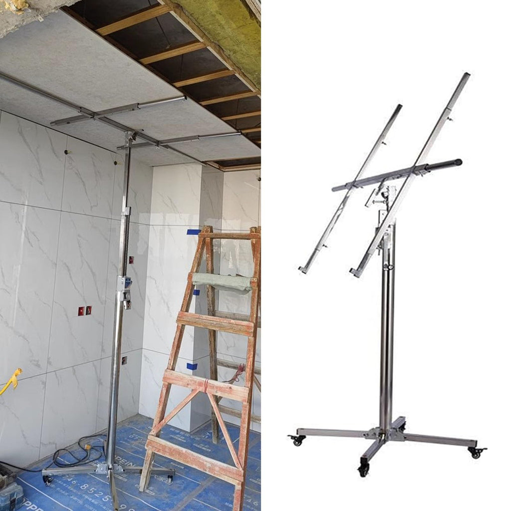 Drywall Lift Heavy Duty Drywall Panel Lifter for Ceilings, Stainless Steels Plaster Board Hoist, Construction Lockable Tool, 50kg Mobile Sheetrock Rise Assist(2.8m(9ft))