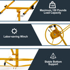 Heavy-Duty 16FT Drywall Lift Panel Hoist, 150 lb Sheetrock Jack