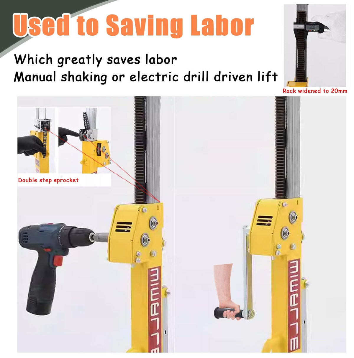110Lb Drywall Lift with Tilt Function, Portable Panel Hoist for Ceiling Installation, Height Adjustable Up to 5Ft, Galvanized Steel Frame, Manual Chain Operation, Easy Fold Storage for Contractors