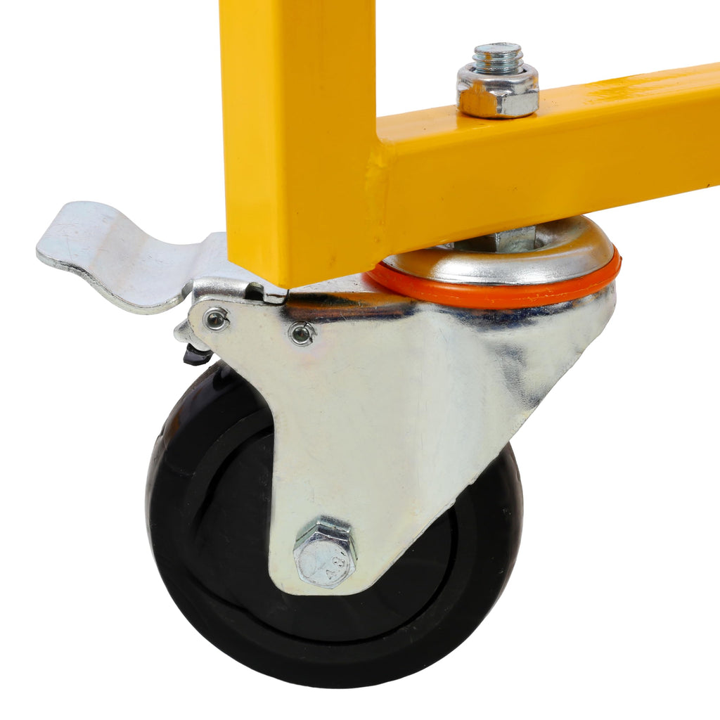 Drywall Lift Panel Hoist, 13 Ft Height Capacity, 150 lbs Load, 4x16 Ft Max Sheet Size, Rolling Construction Lift with Locking Casters One-Person Operation Drywall Jack for Ceiling Installation, Yellow