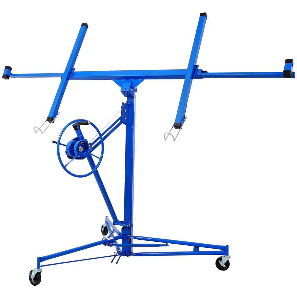 Gecheer 11-Foot Drywall Lift Hoist with 150 lb Capacity, Adjustable Telescoping Arm, 360° Rotating Cradle, Foldable Steel Frame, Easy Single-Person Operation for Walls and Ceilings
