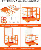 43"x45" Forklift Safety Cage,Forklift Man Basket,1800lbs Capacity Forklift Work Platform with Safety Harness & Lock,Forklift Aerial Platform 2-Man Collapsible Lift Basket for Lifting Loader