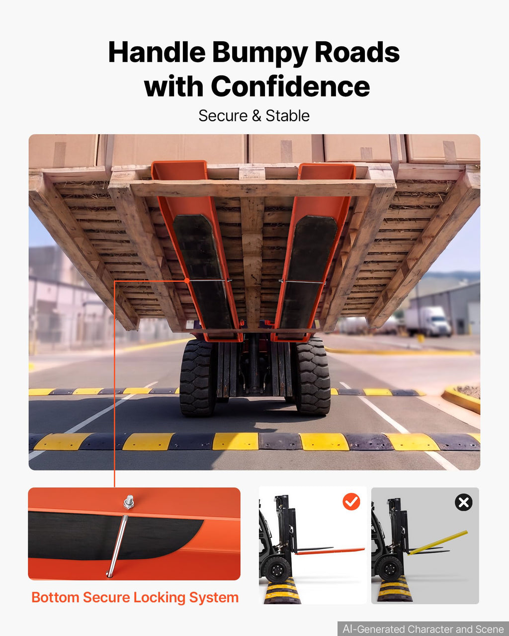 VEVOR Forklift Extensions 96 x 6.5 in, Upgrade Retaining Loop & Bottom Lock