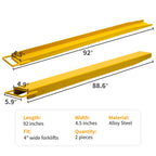 Forklift Extensions 92 Inch Pallet Fork Extensions 4.5 Inch Width