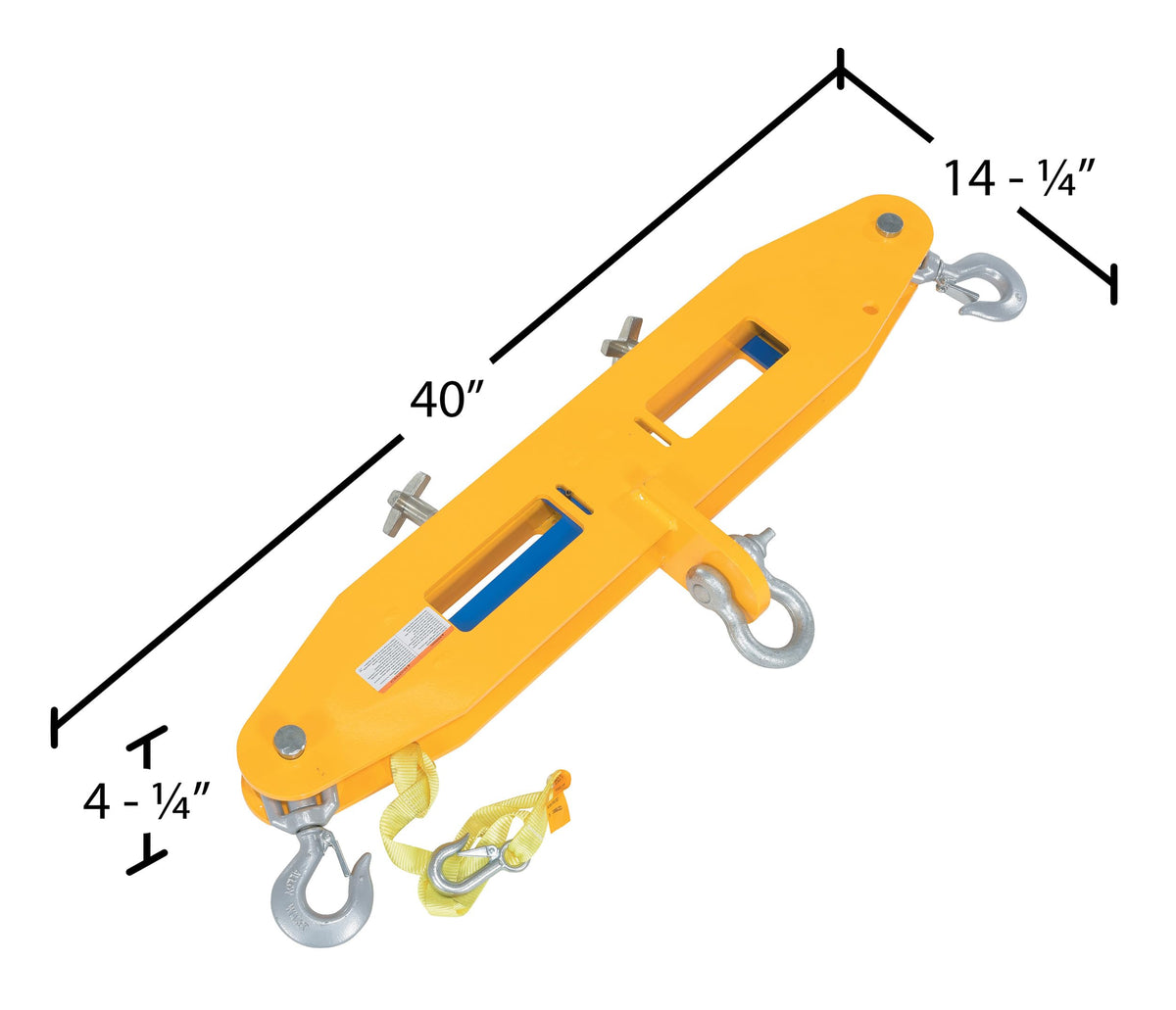 Vestil FLB-D-4 Steel Forklift Lifting Beam 40 in. x 4-7/8 in. x 17-1/16 in. 4,000 Lb. Capacity Yellow