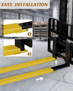 GARVEE Forklift Extensions, 96 in Length 4.5 in Width Fork Extensions for Forklifts, Heavy Duty Steel Forklift Attachment, 1 Pair Pallet Fork Extensions, Yellow