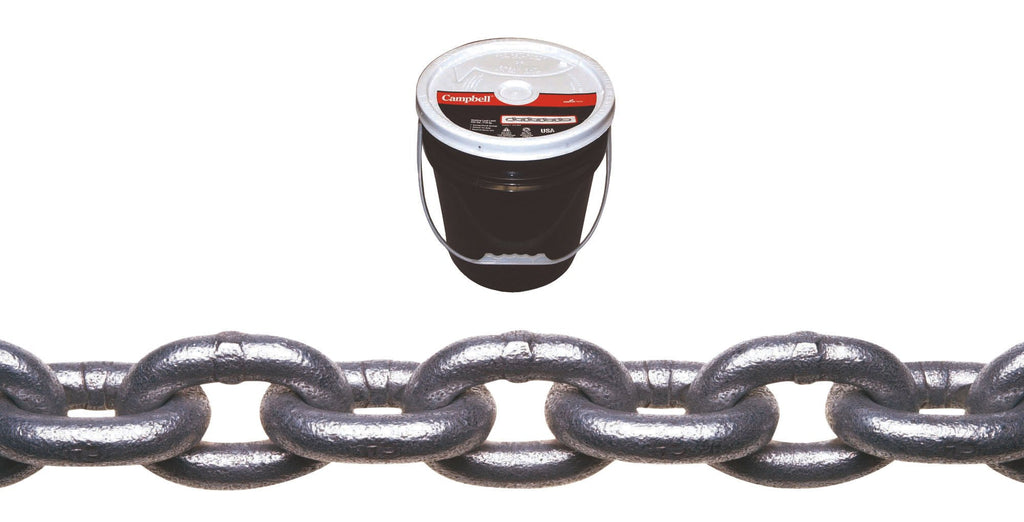 Campbell 0140433 System 3 Grade 30 Low Carbon Steel Proof Coil Chain in Round Pail, Hot Galvanized, 1/4" Trade, 0.26" Diameter, 141' Length, 1300 lbs Load Capacity