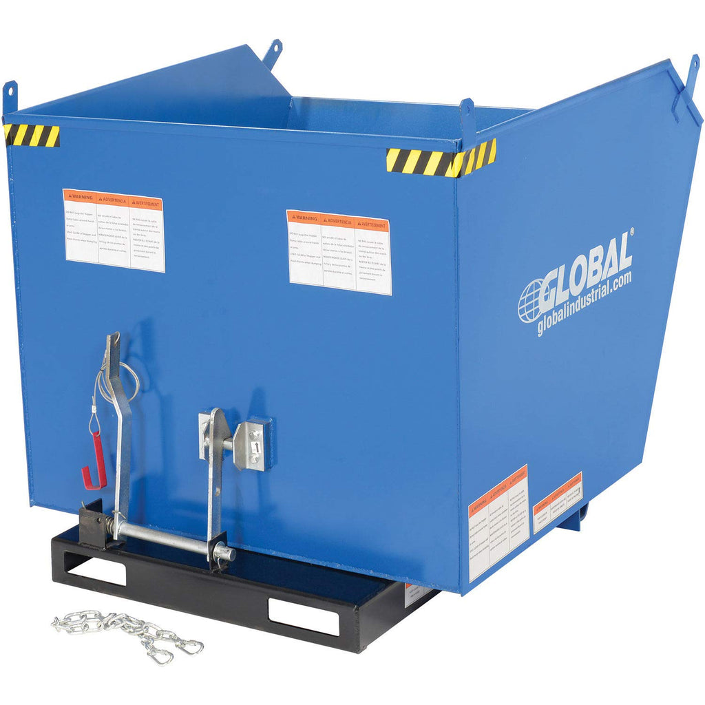 Global Industrial 1-1/2 Cubic Yard Low-Profile Self-Dumping Forklift Hopper, 6000 Lb. Cap.