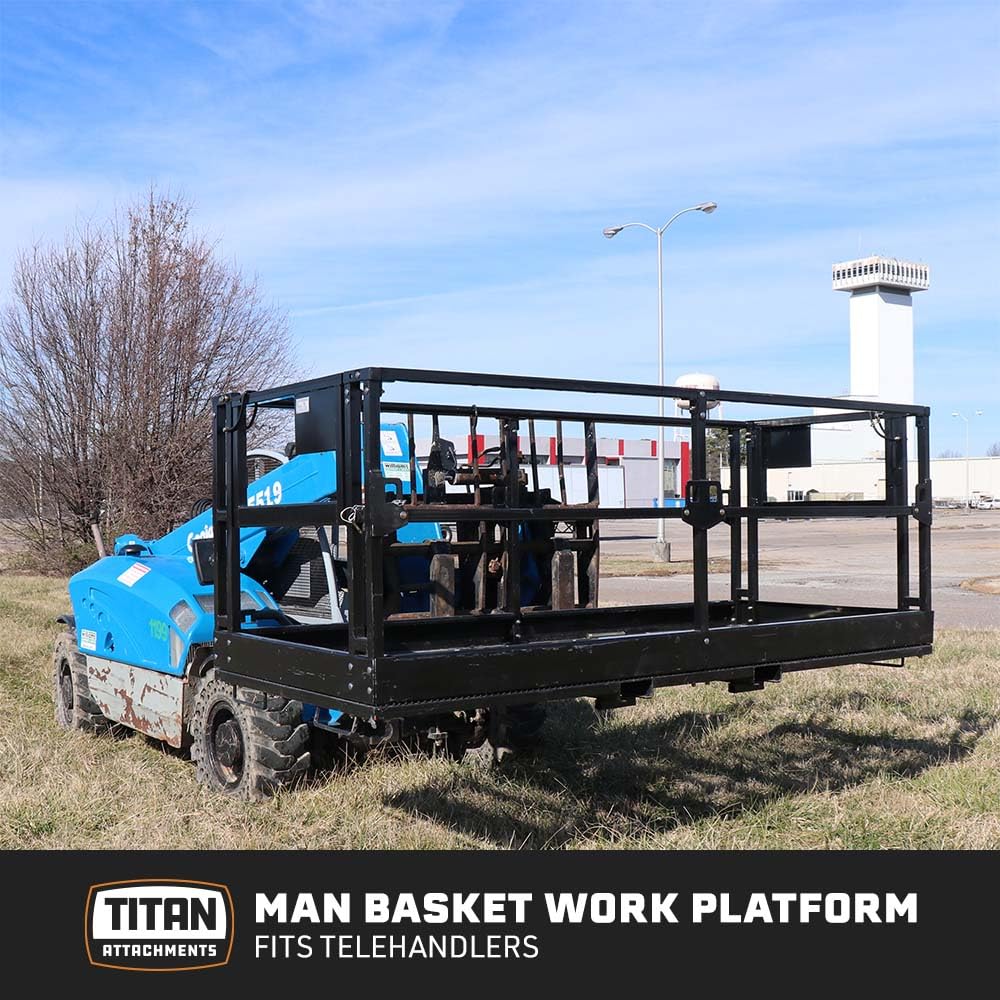 Titan Attachments 4' x 7'8" Mesh Telehandler Work Platform, Safety Cage