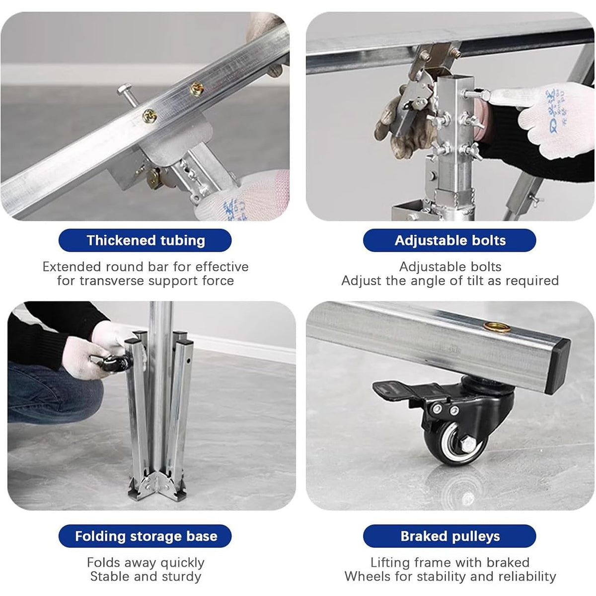 Gypsum Board Lifter, Sheet Lifter, Level Gauge, Lifting Jack Tool with Lockable Universal Wheels, Strong Load-Bearing Capacity, Suitable for Construction, Construction Sites ()