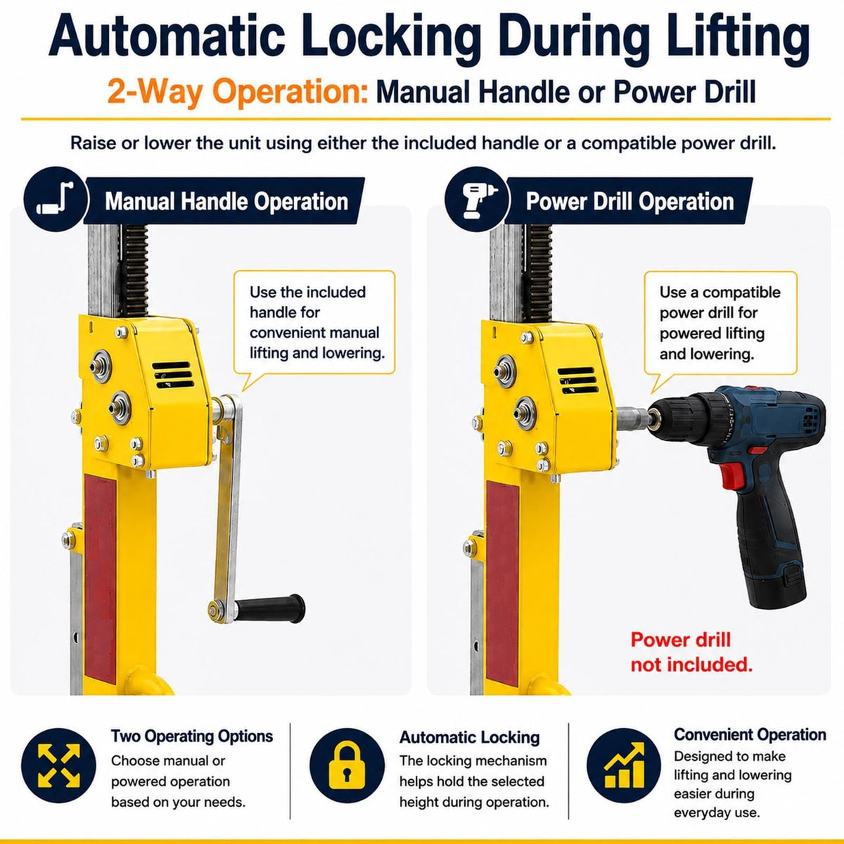 Drywall Lift Panel Manual and Electric Dual Purpose 9.8ft/11.5ft/13.1ft Max Height Three in One Drywall Lift Stable Lifting and Lowering Lift for Ceiling and Walls Tools Sheetrock Lifter Tool(3