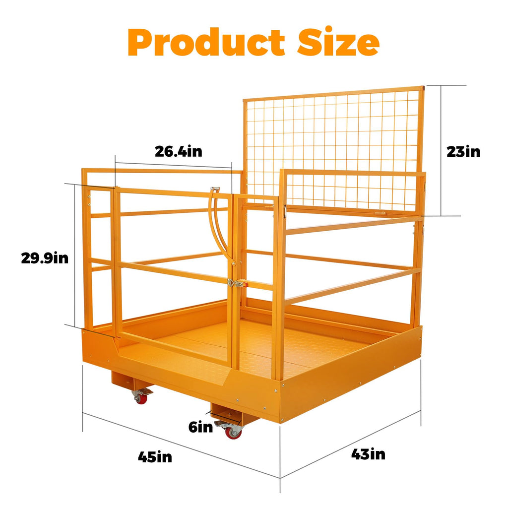 45x43 Inch Forklift Safety Cage,1400lbs Capacity Aerial Lift Basket